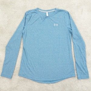 Under Armour Top Women's Medium Blue Stretch Long Sleeve Crew Neck Heatgear